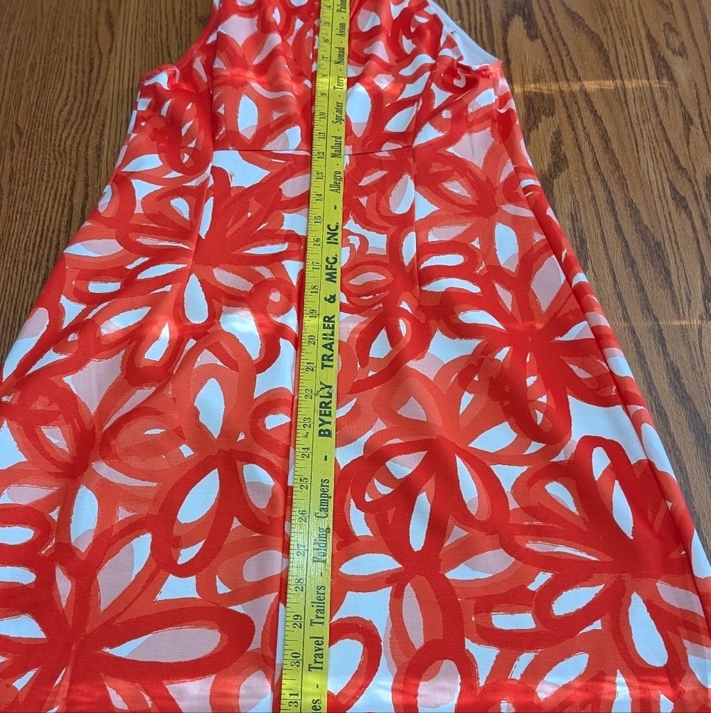 Trina Turk Sleeveless Shift Dress – Size 8 – Vibrant Red/Coral Floral Loop Print - Picture 6 of 11
